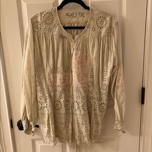 Magnolia Pearl Cream Eyelet Women's blouse or jacket. One Size.